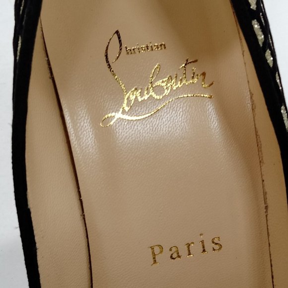 Christian Louboutin silver and black Fabric Pumps size 37 - Picture 9 of 9